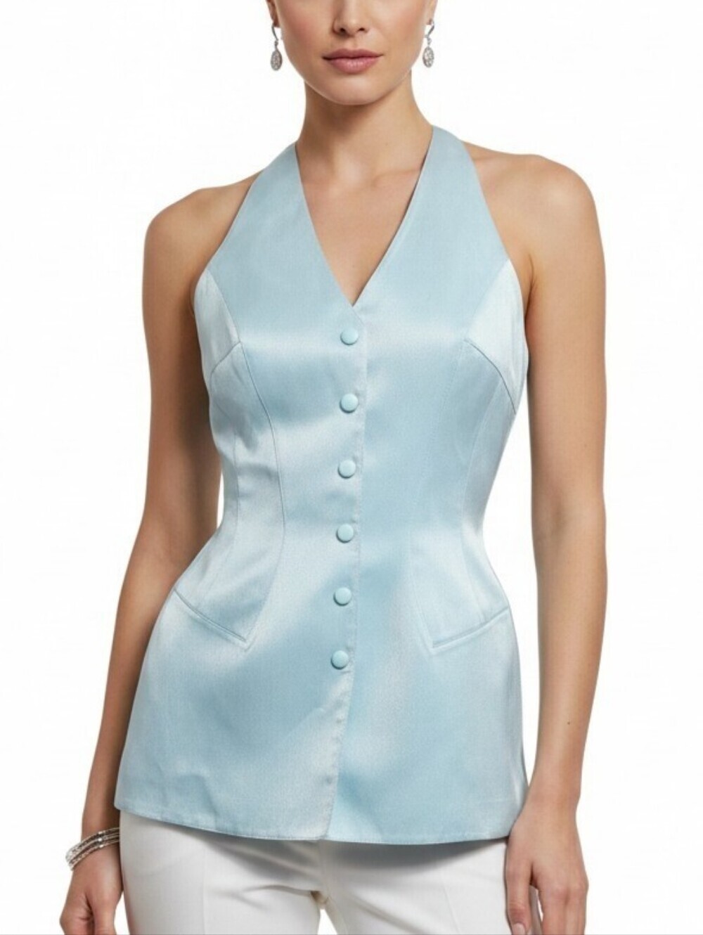 Thierry Mugler Vintage Archive Halter Corset Top Light Blue 36 / US 4